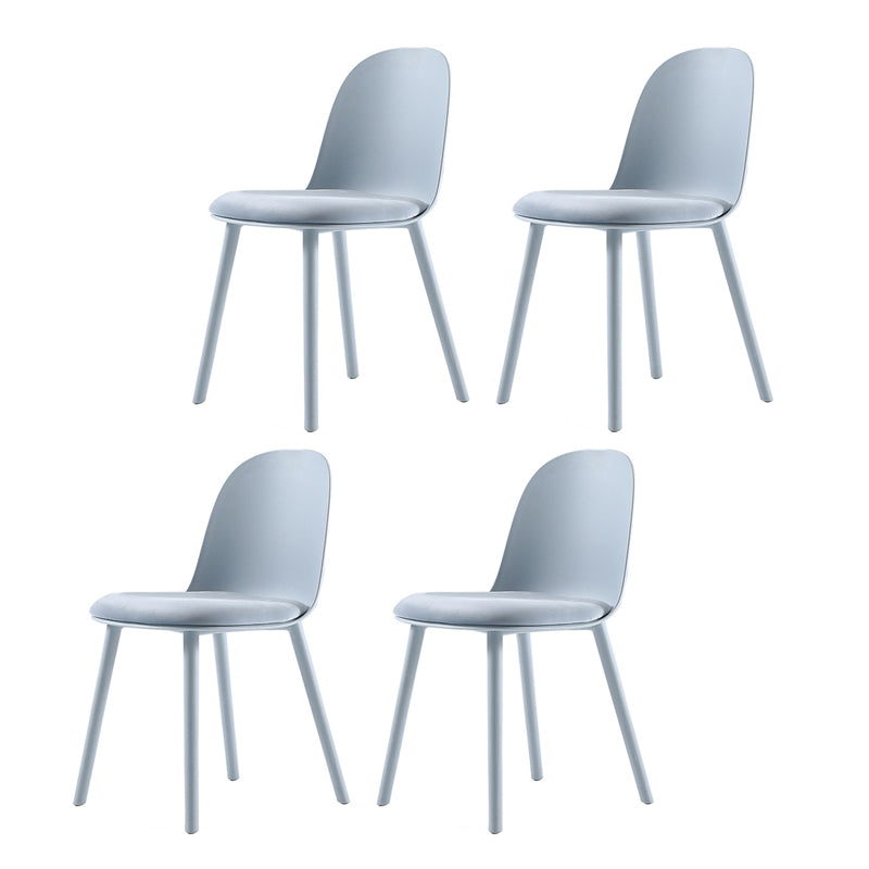 Home Contemporary Side Chair Solid Back Plastic Armless Dining Room Chair