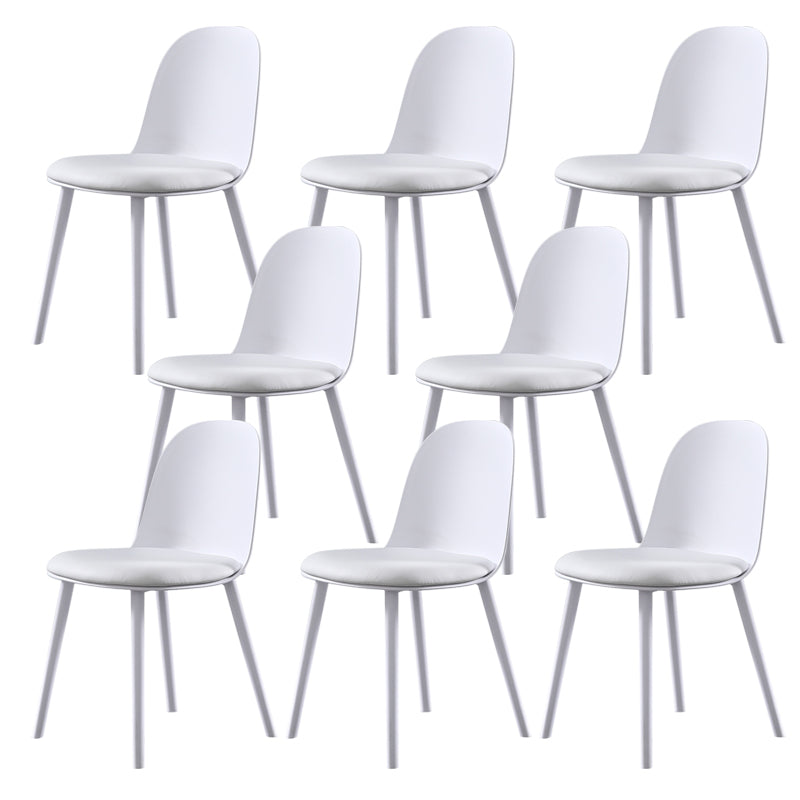 Home Contemporary Side Chair Solid Back Plastic Armless Dining Room Chair