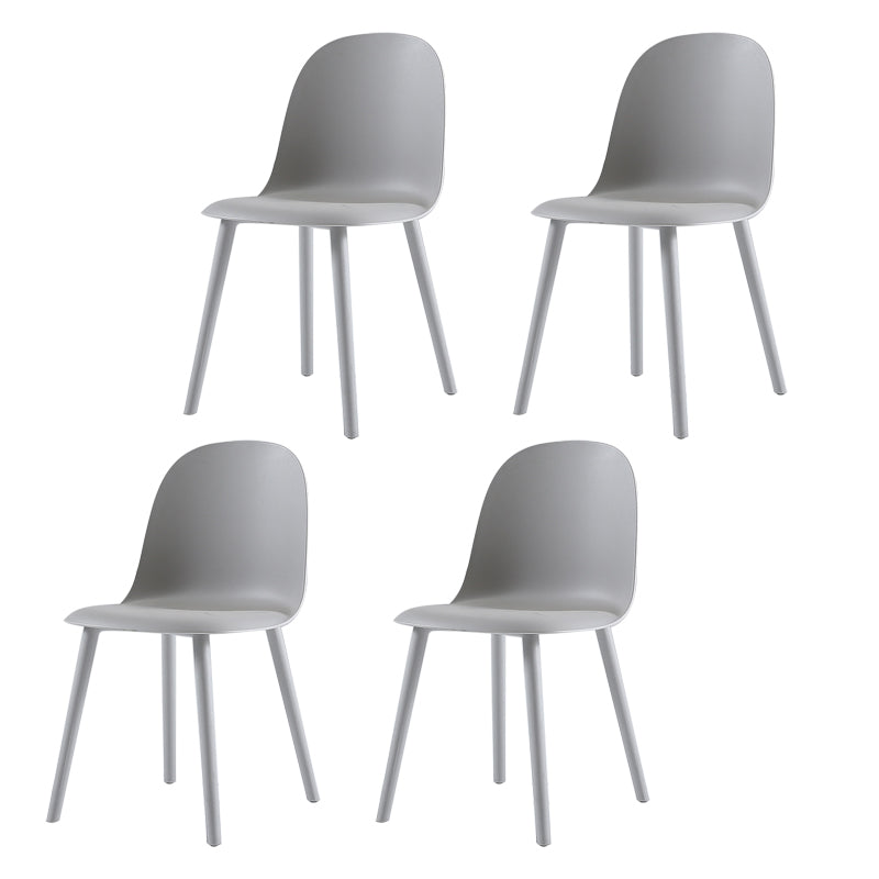 Home Contemporary Side Chair Solid Back Plastic Armless Dining Room Chair