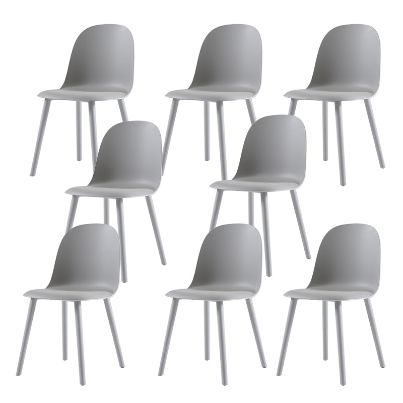 Home Contemporary Side Chair Solid Back Plastic Armless Dining Room Chair