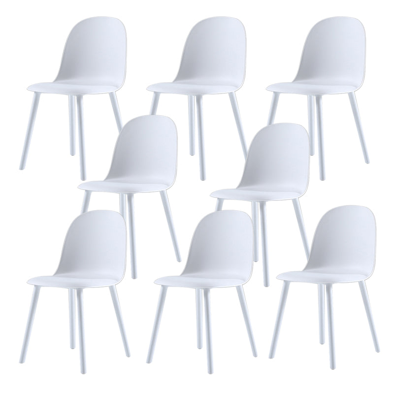 Home Contemporary Side Chair Solid Back Plastic Armless Dining Room Chair