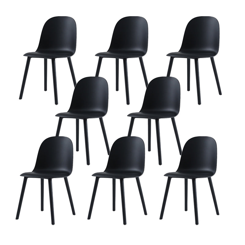 Home Contemporary Side Chair Solid Back Plastic Armless Dining Room Chair