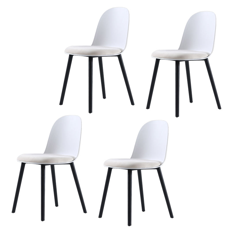 Home Contemporary Side Chair Solid Back Plastic Armless Dining Room Chair