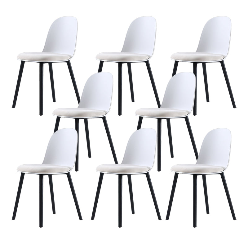 Home Contemporary Side Chair Solid Back Plastic Armless Dining Room Chair