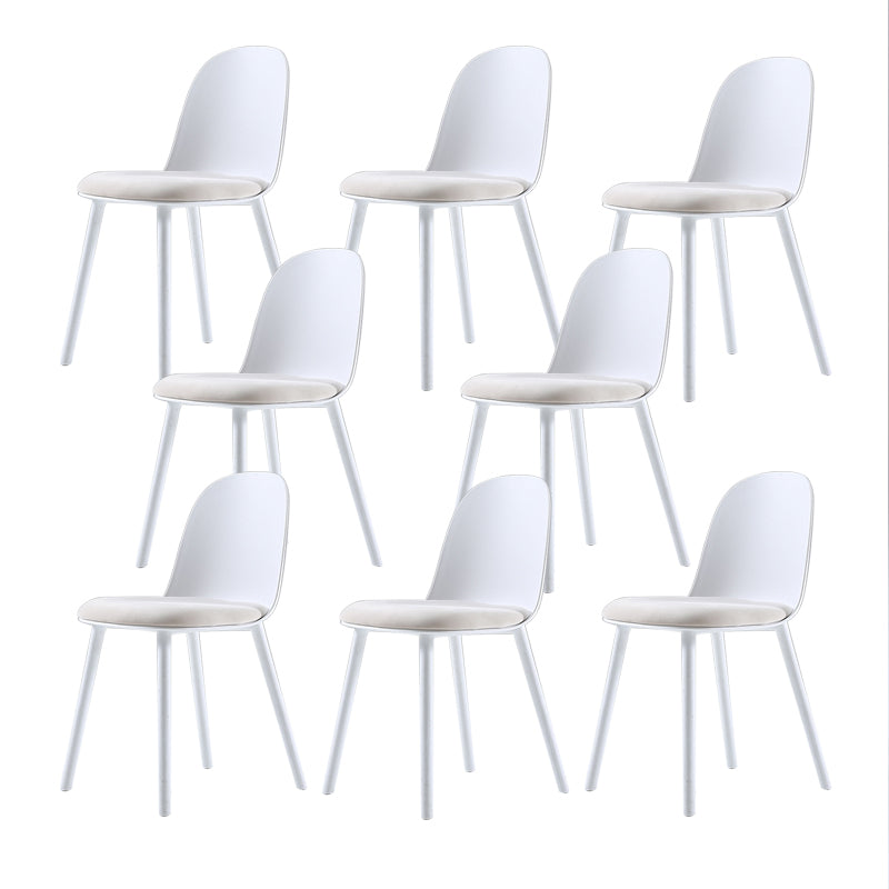 Home Contemporary Side Chair Solid Back Plastic Armless Dining Room Chair