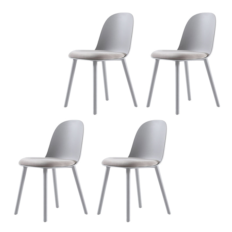 Home Contemporary Side Chair Solid Back Plastic Armless Dining Room Chair