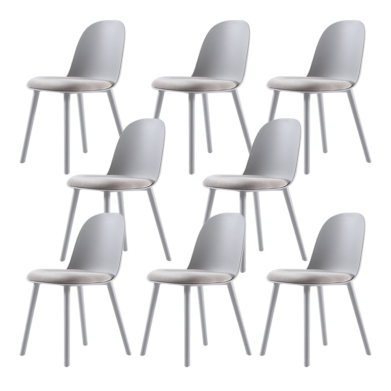 Home Contemporary Side Chair Solid Back Plastic Armless Dining Room Chair