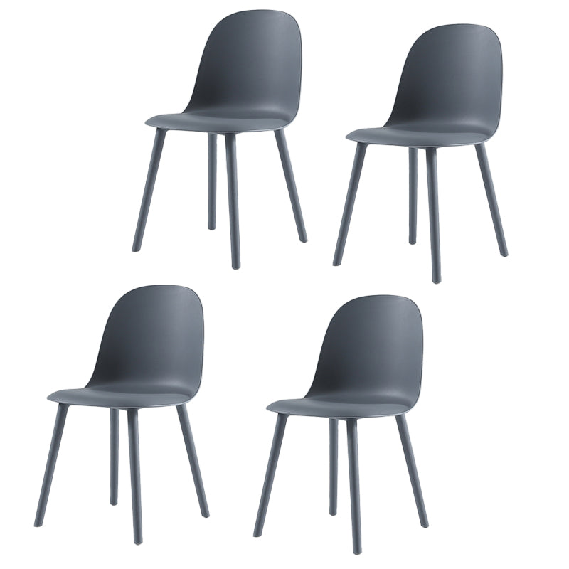 Home Contemporary Side Chair Solid Back Plastic Armless Dining Room Chair