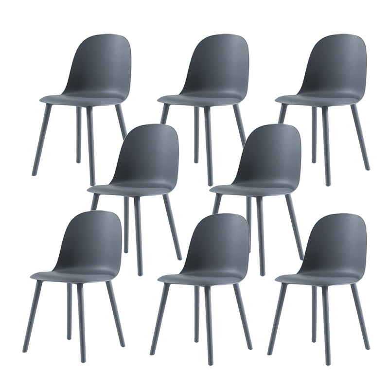 Home Contemporary Side Chair Solid Back Plastic Armless Dining Room Chair