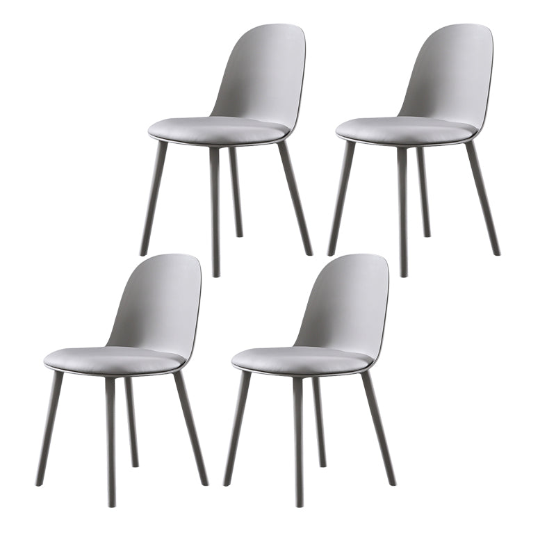 Home Contemporary Side Chair Solid Back Plastic Armless Dining Room Chair