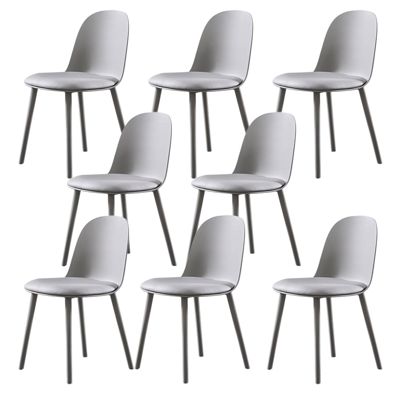 Home Contemporary Side Chair Solid Back Plastic Armless Dining Room Chair