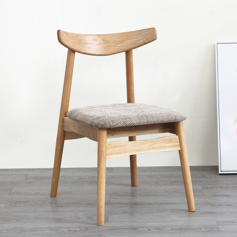 Scandinavian White Oak Open Side Chair Light Color Wood Dining Chair with Natural Legs