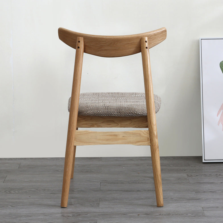 Scandinavian White Oak Open Side Chair Light Color Wood Dining Chair with Natural Legs