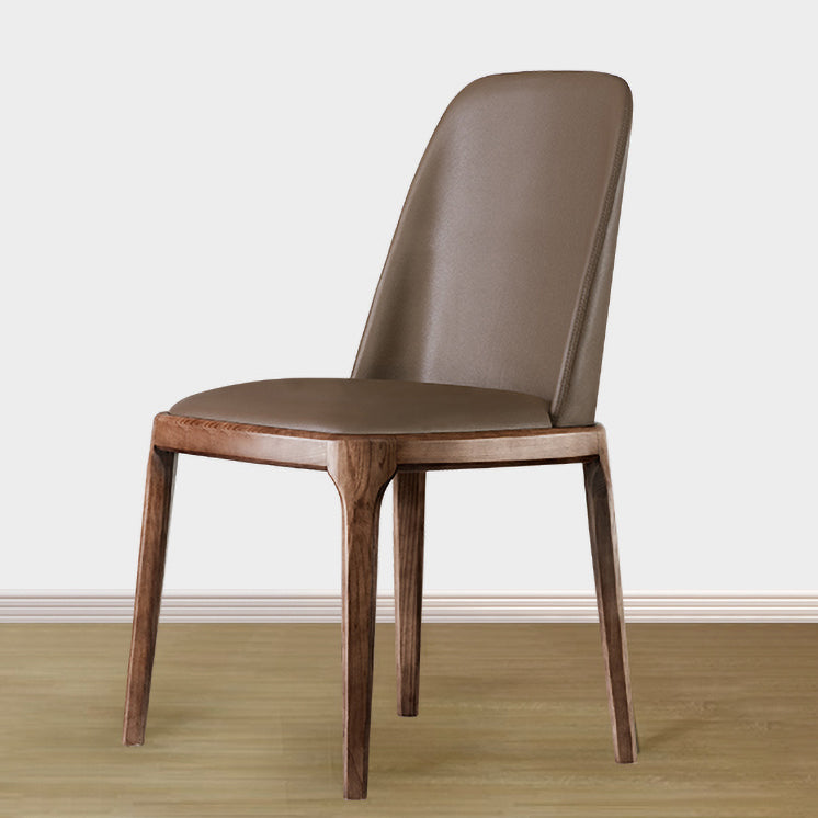 Contemporary Style Leather Chair Armless Parsons Chair with Wooden Legs for Restaurant