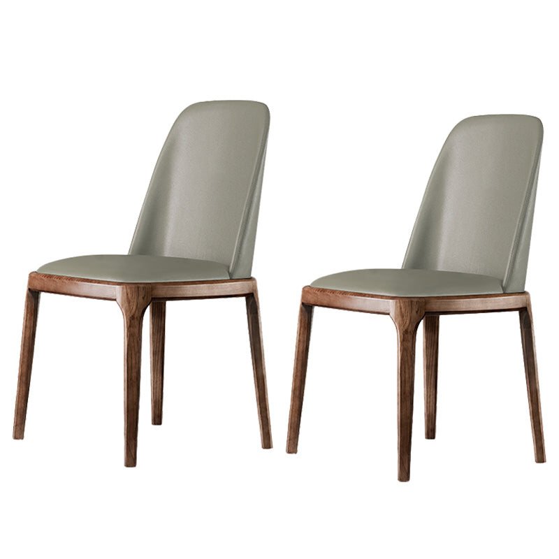 Contemporary Style Leather Chair Armless Parsons Chair with Wooden Legs for Restaurant