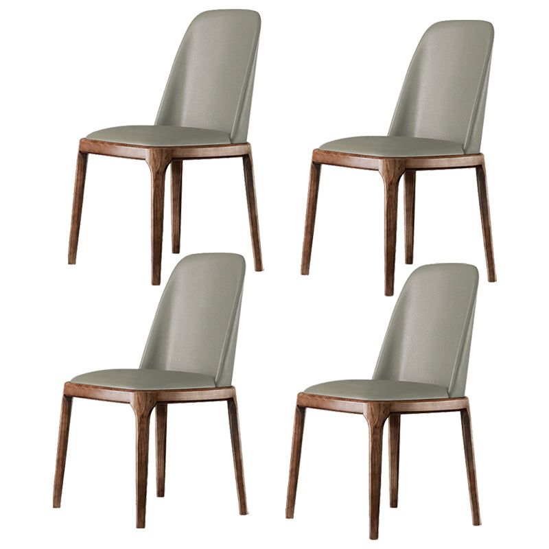 Contemporary Style Leather Chair Armless Parsons Chair with Wooden Legs for Restaurant