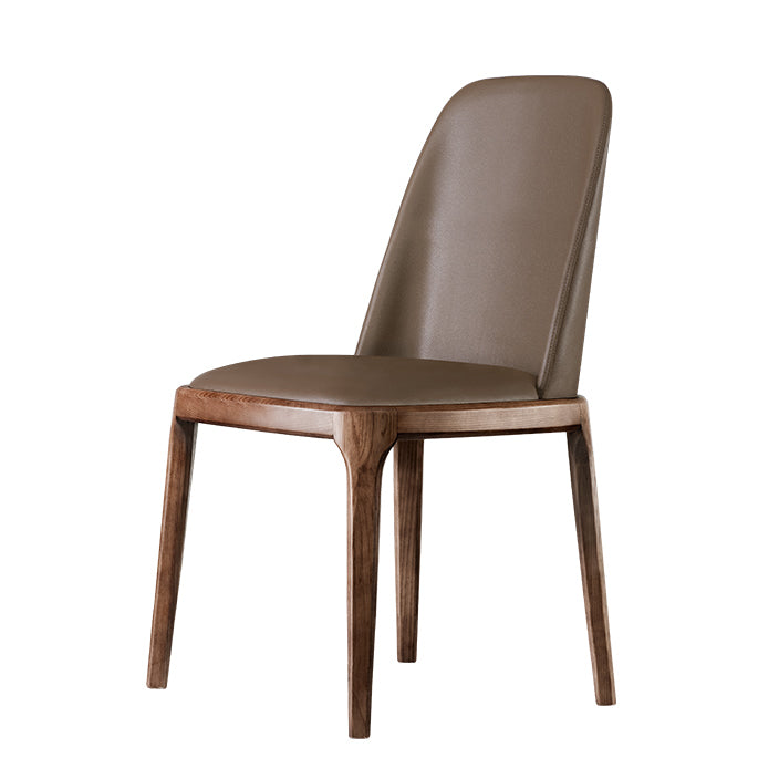 Contemporary Style Leather Chair Armless Parsons Chair with Wooden Legs for Restaurant