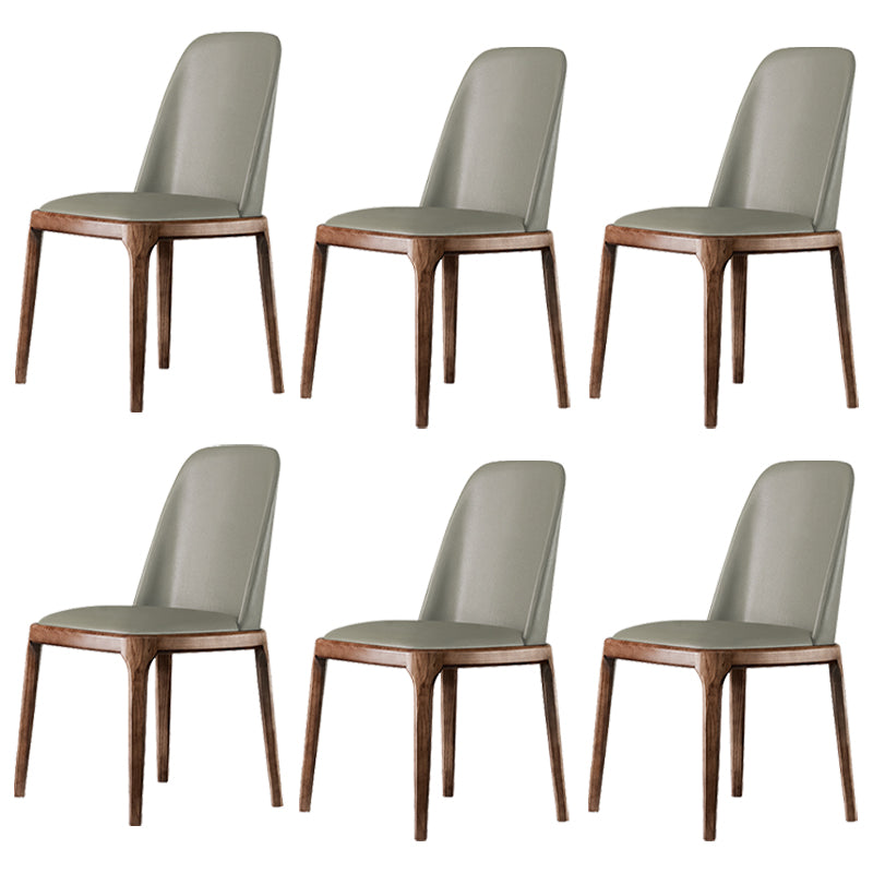 Contemporary Style Leather Chair Armless Parsons Chair with Wooden Legs for Restaurant