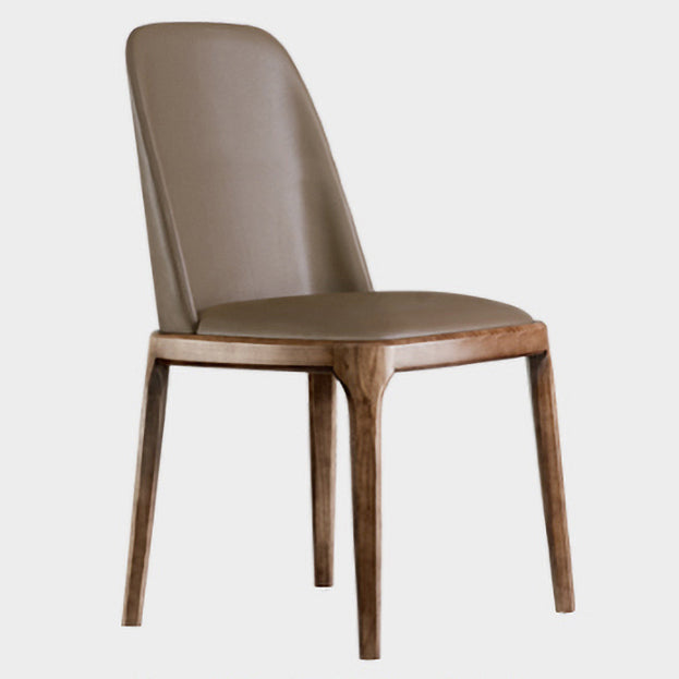 Contemporary Style Leather Chair Armless Parsons Chair with Wooden Legs for Restaurant