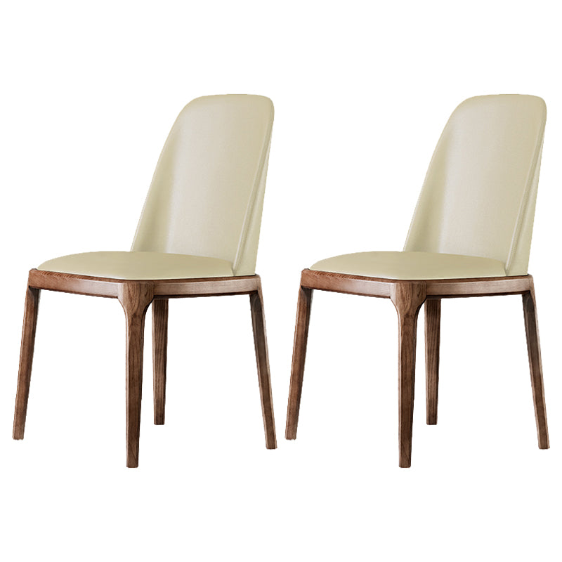 Contemporary Style Leather Chair Armless Parsons Chair with Wooden Legs for Restaurant