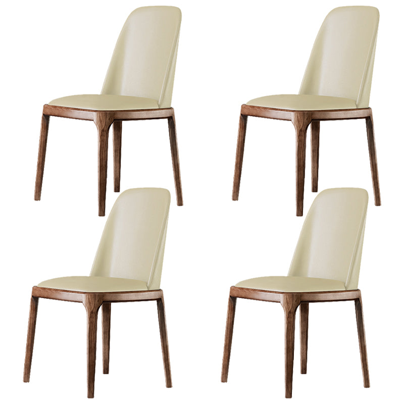 Contemporary Style Leather Chair Armless Parsons Chair with Wooden Legs for Restaurant