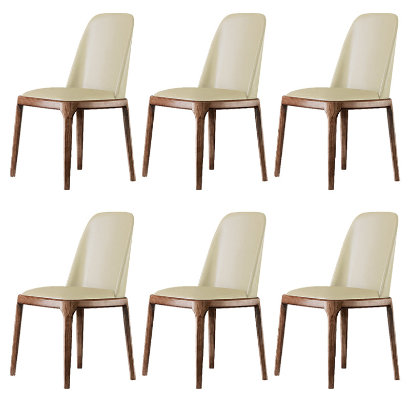 Contemporary Style Leather Chair Armless Parsons Chair with Wooden Legs for Restaurant