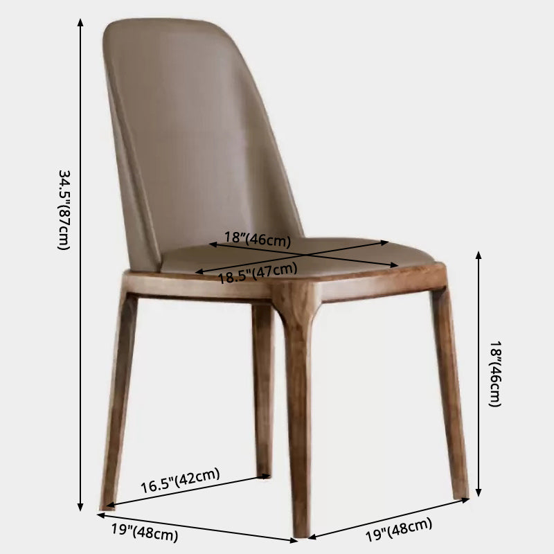 Contemporary Style Leather Chair Armless Parsons Chair with Wooden Legs for Restaurant