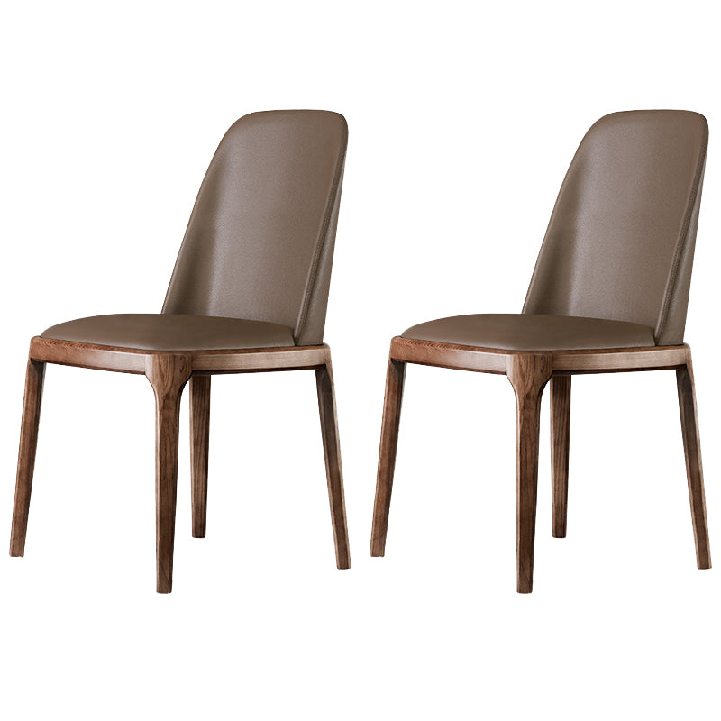 Contemporary Style Leather Chair Armless Parsons Chair with Wooden Legs for Restaurant