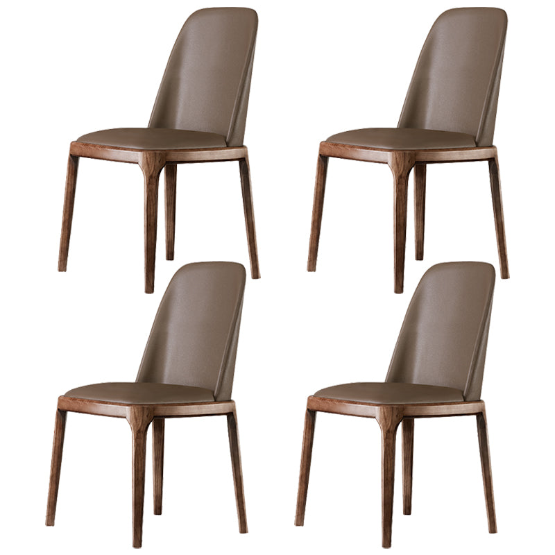 Contemporary Style Leather Chair Armless Parsons Chair with Wooden Legs for Restaurant