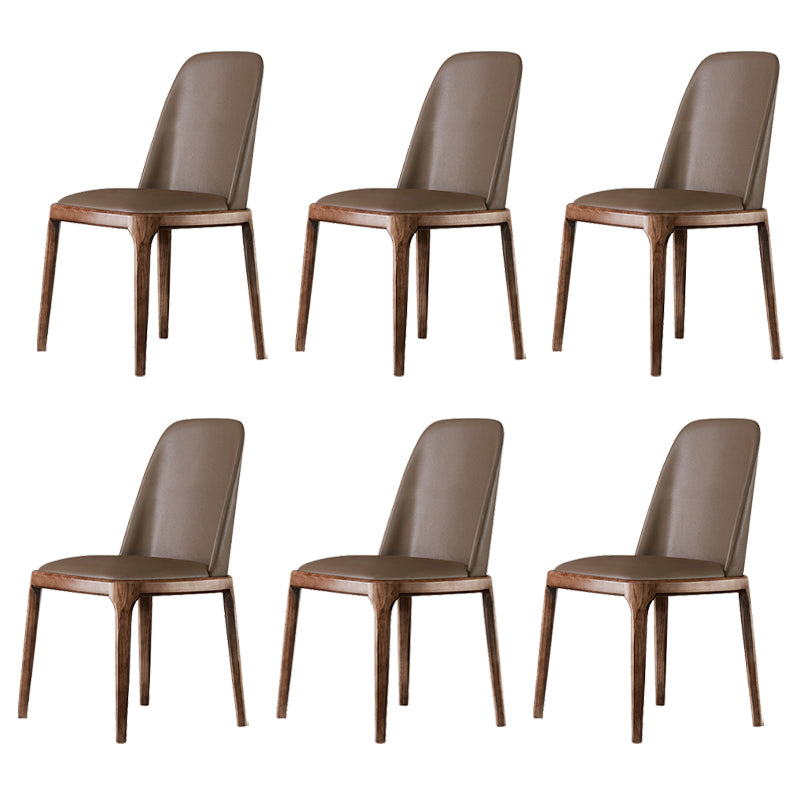 Contemporary Style Leather Chair Armless Parsons Chair with Wooden Legs for Restaurant