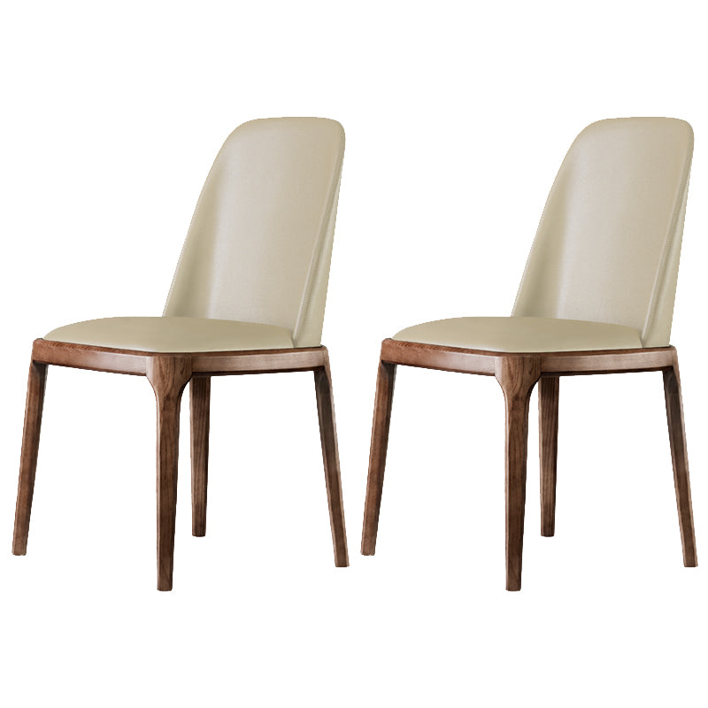 Contemporary Style Leather Chair Armless Parsons Chair with Wooden Legs for Restaurant