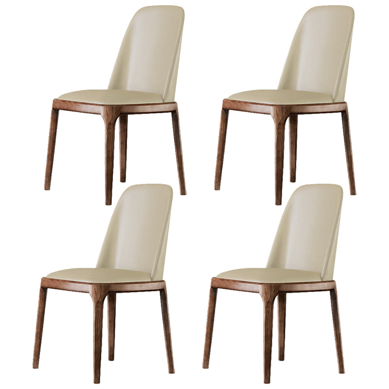 Contemporary Style Leather Chair Armless Parsons Chair with Wooden Legs for Restaurant