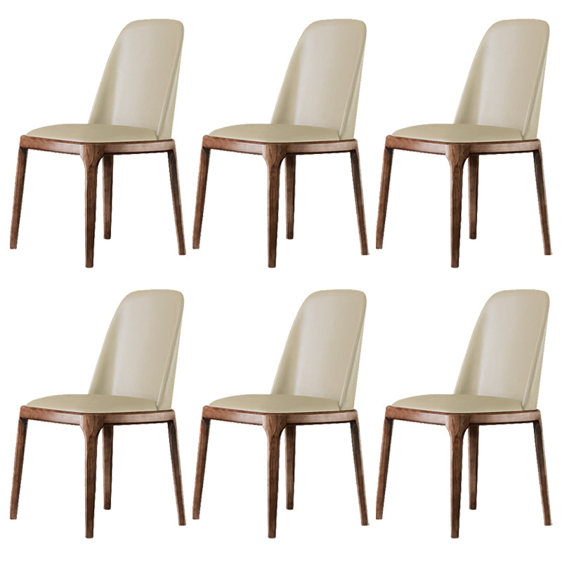 Contemporary Style Leather Chair Armless Parsons Chair with Wooden Legs for Restaurant