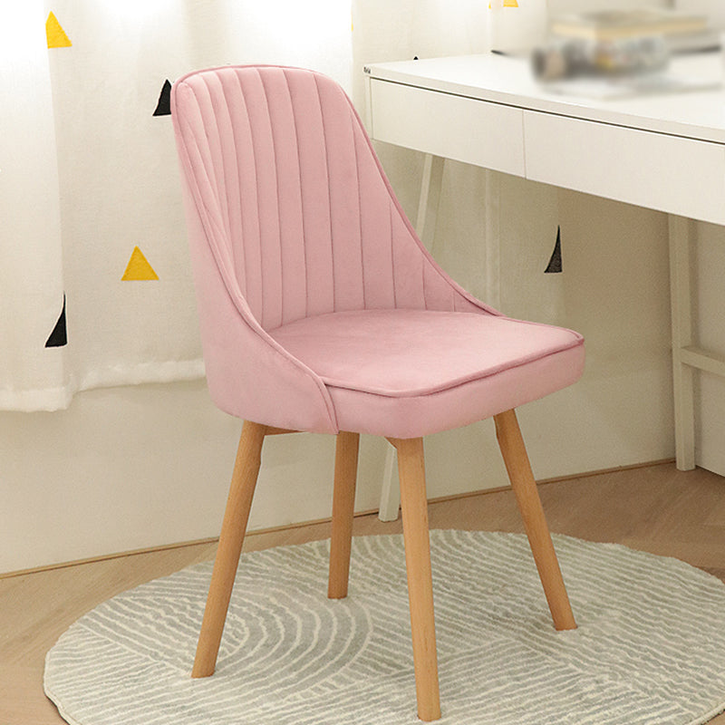 Modern Wooden Chairs Upholstered Solid Back Armless Chair for Home Use