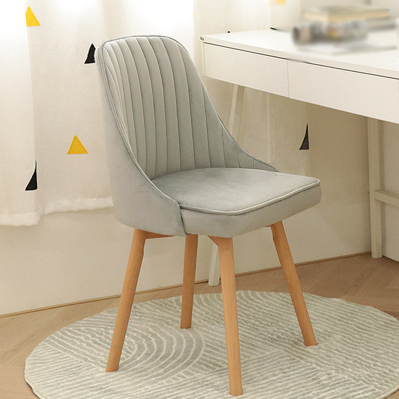 Modern Wooden Chairs Upholstered Solid Back Armless Chair for Home Use