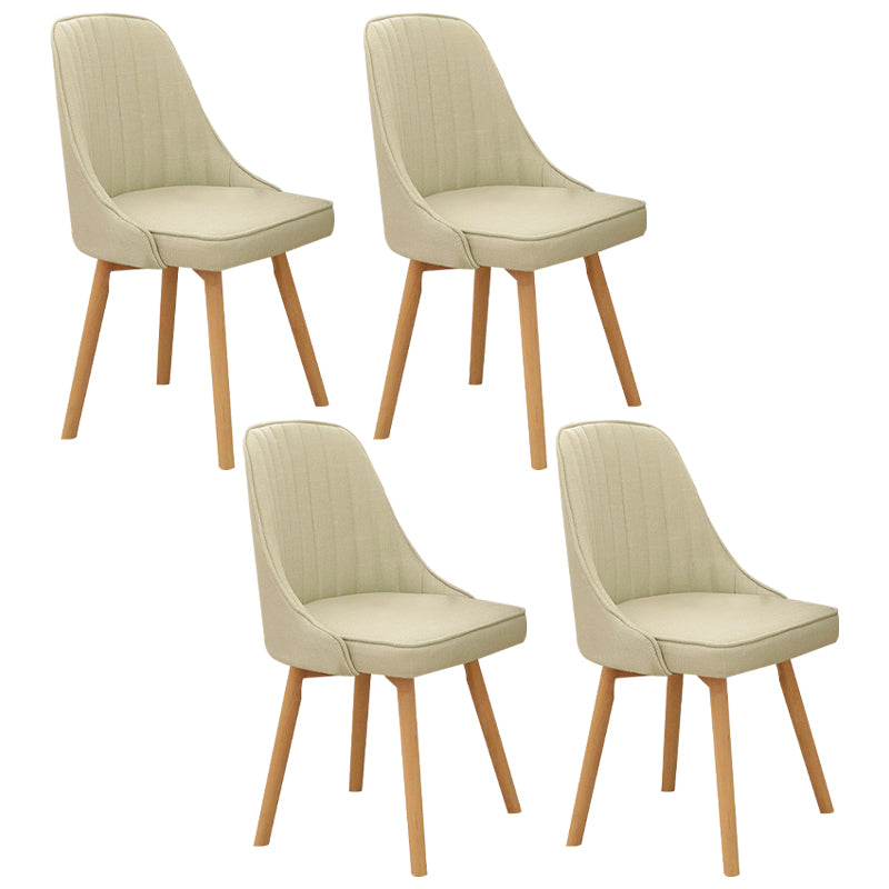 Modern Wooden Chairs Upholstered Solid Back Armless Chair for Home Use