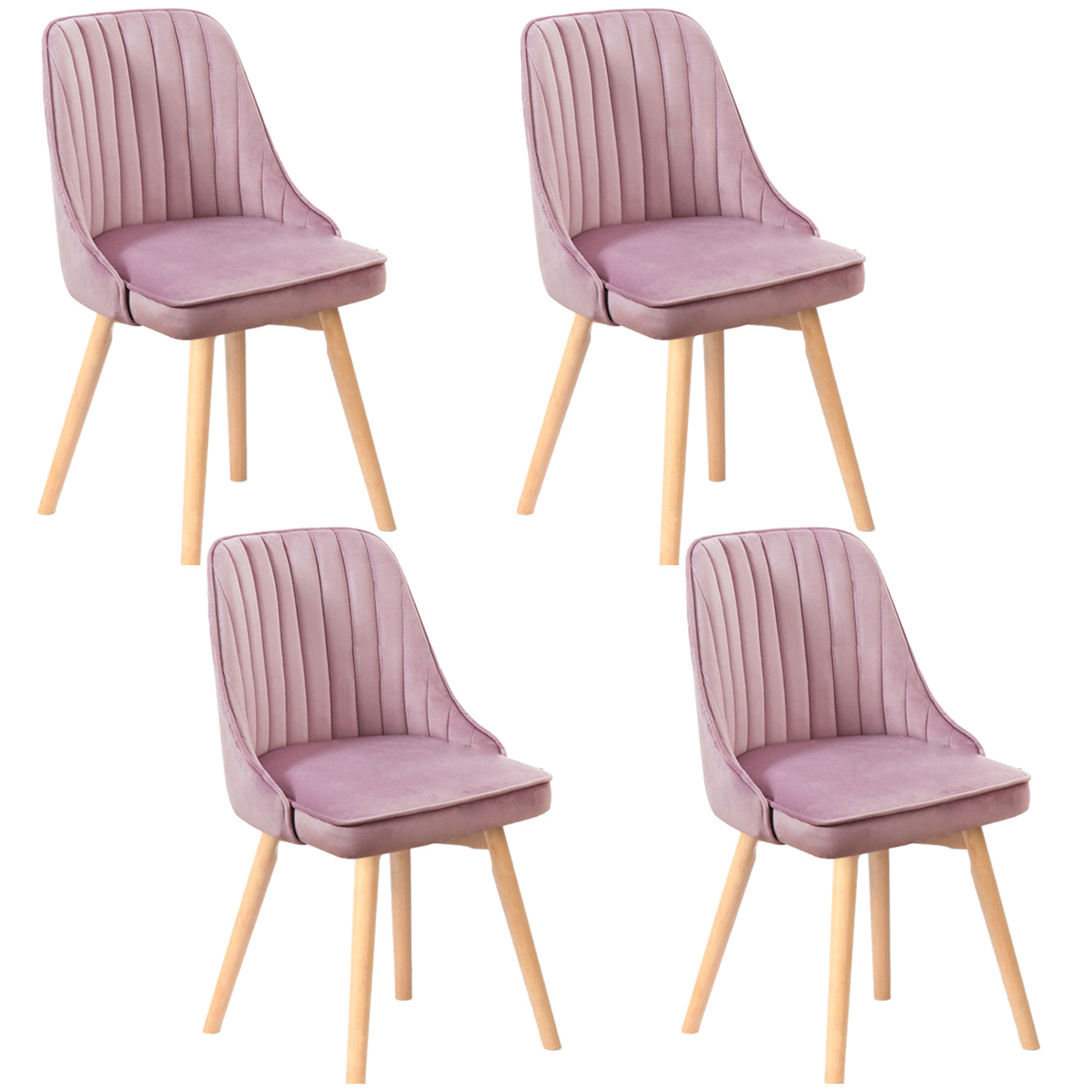 Modern Wooden Chairs Upholstered Solid Back Armless Chair for Home Use