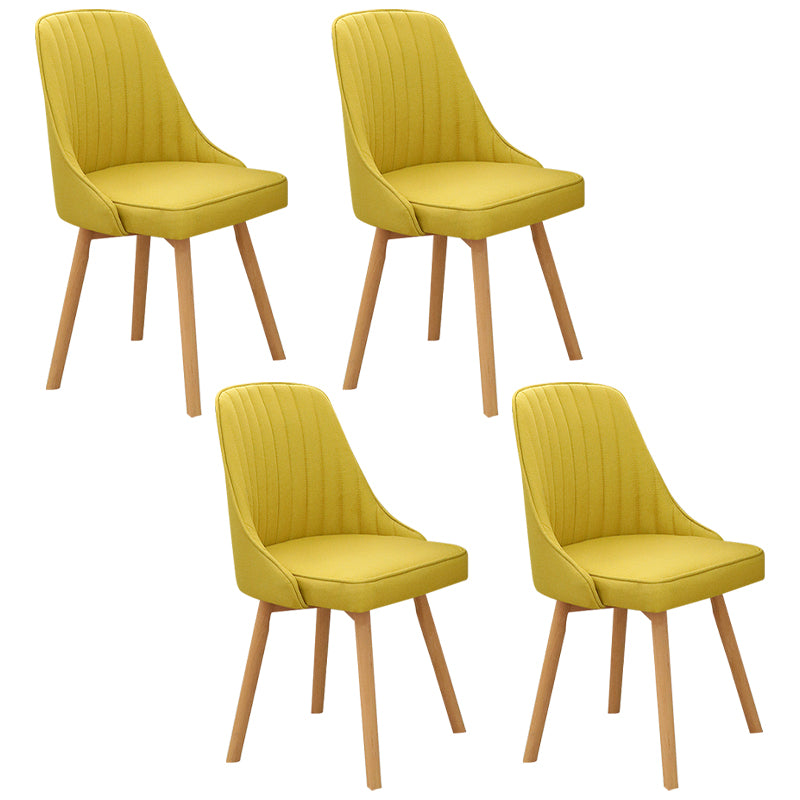 Modern Wooden Chairs Upholstered Solid Back Armless Chair for Home Use