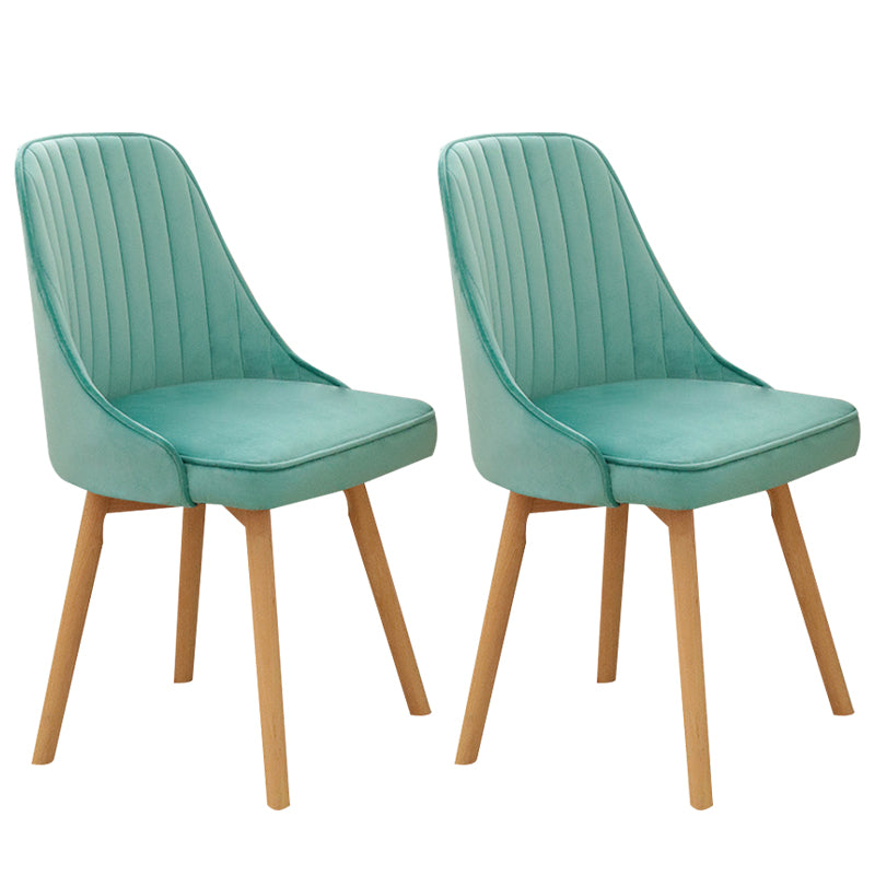 Modern Wooden Chairs Upholstered Solid Back Armless Chair for Home Use