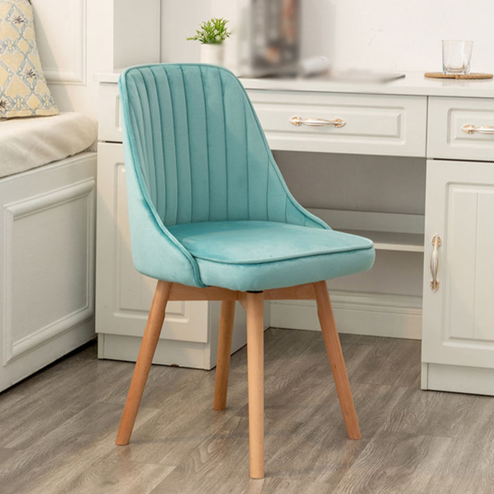 Modern Wooden Chairs Upholstered Solid Back Armless Chair for Home Use