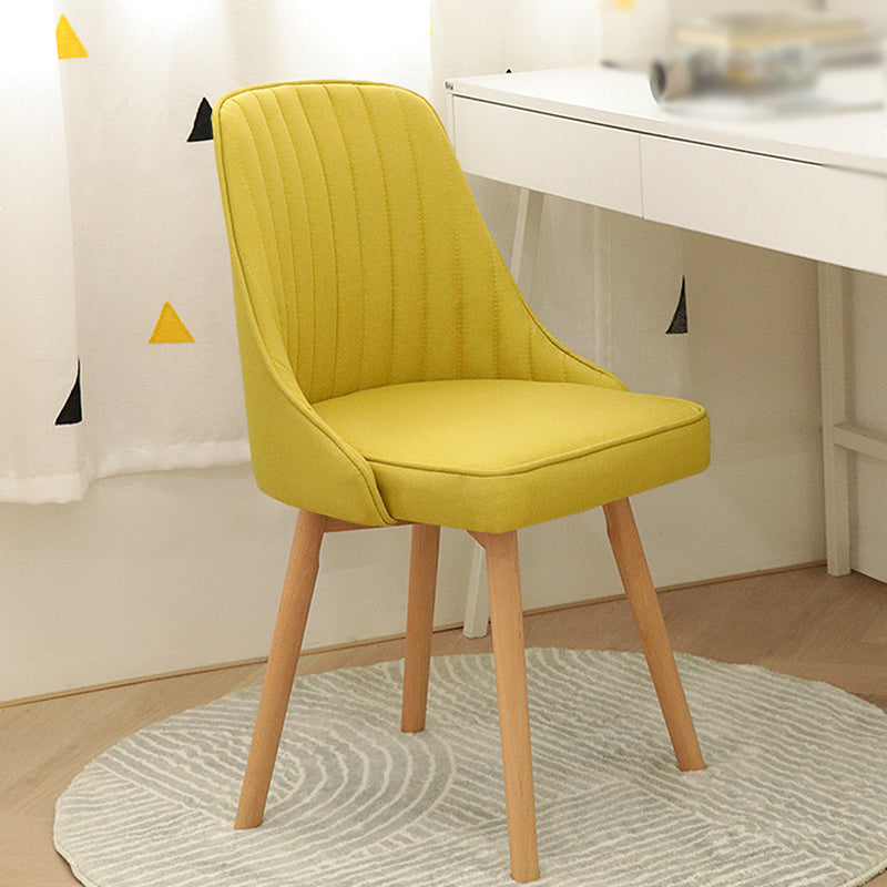 Modern Wooden Chairs Upholstered Solid Back Armless Chair for Home Use