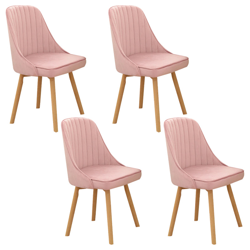 Modern Wooden Chairs Upholstered Solid Back Armless Chair for Home Use