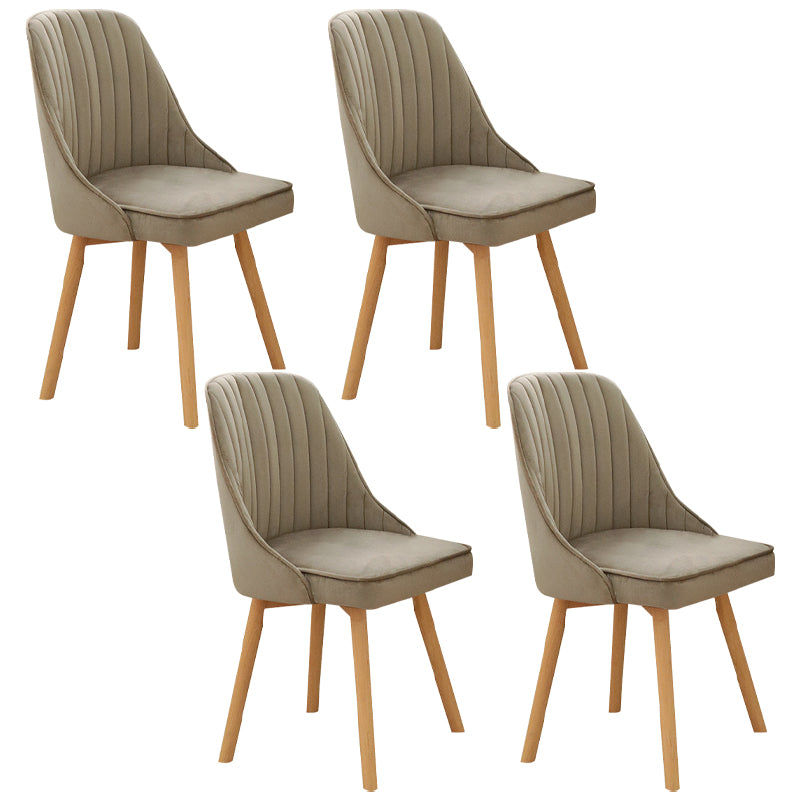 Modern Wooden Chairs Upholstered Solid Back Armless Chair for Home Use