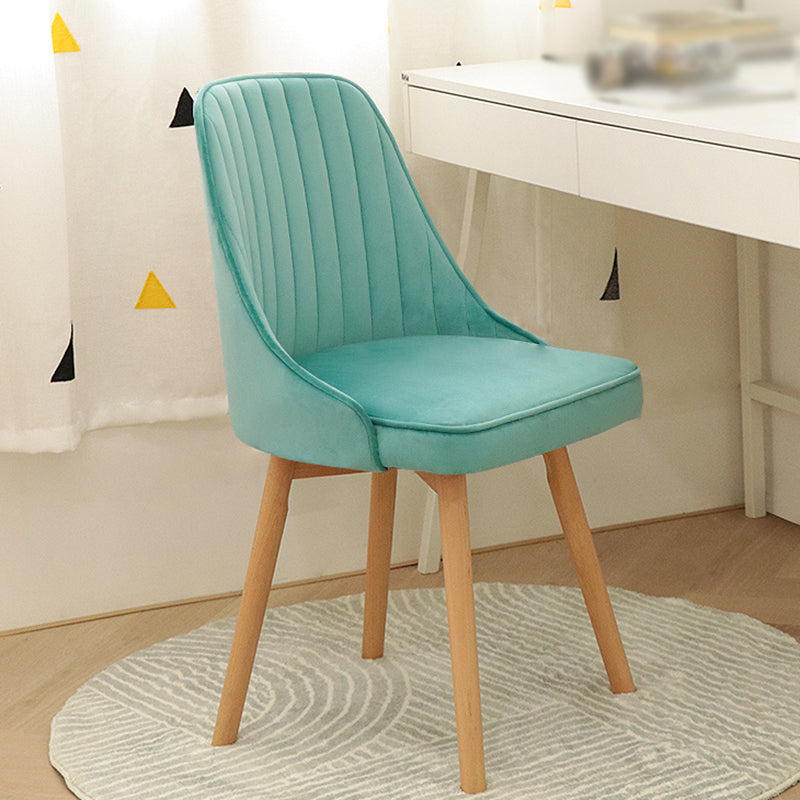 Modern Wooden Chairs Upholstered Solid Back Armless Chair for Home Use