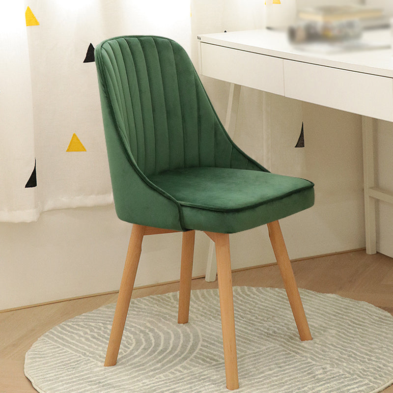 Modern Wooden Chairs Upholstered Solid Back Armless Chair for Home Use