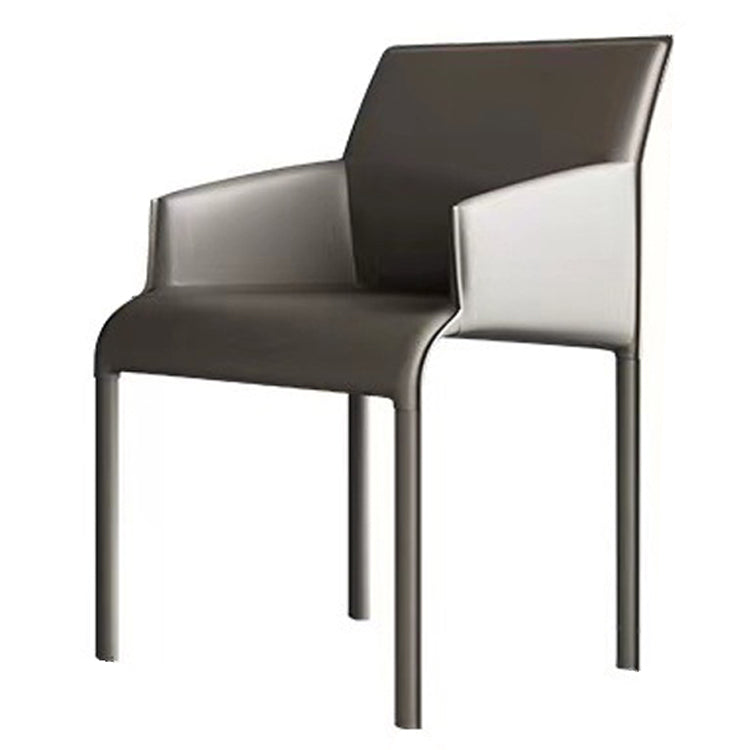 Contemporary Style Metal Dining Arm Chair Matte Finish Square Dining Chair for Home Use