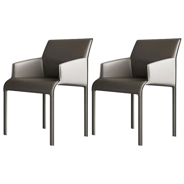 Contemporary Style Metal Dining Arm Chair Matte Finish Square Dining Chair for Home Use