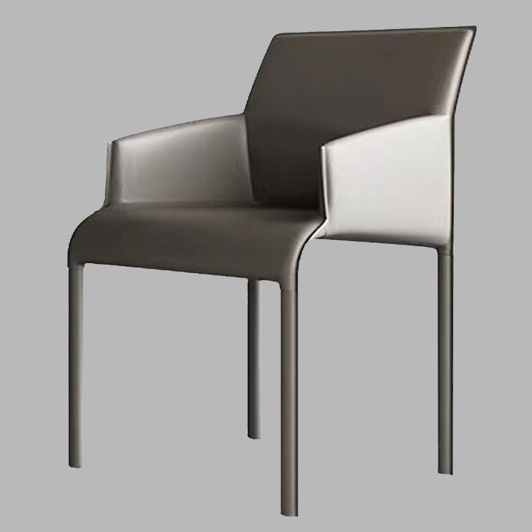 Contemporary Style Metal Dining Arm Chair Matte Finish Square Dining Chair for Home Use