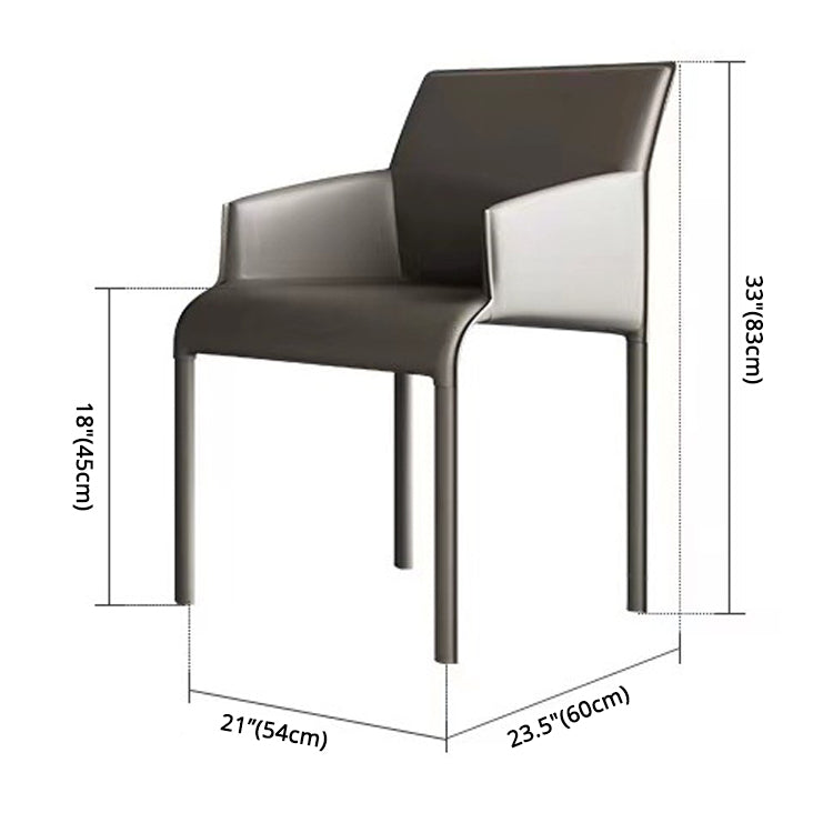 Contemporary Style Metal Dining Arm Chair Matte Finish Square Dining Chair for Home Use