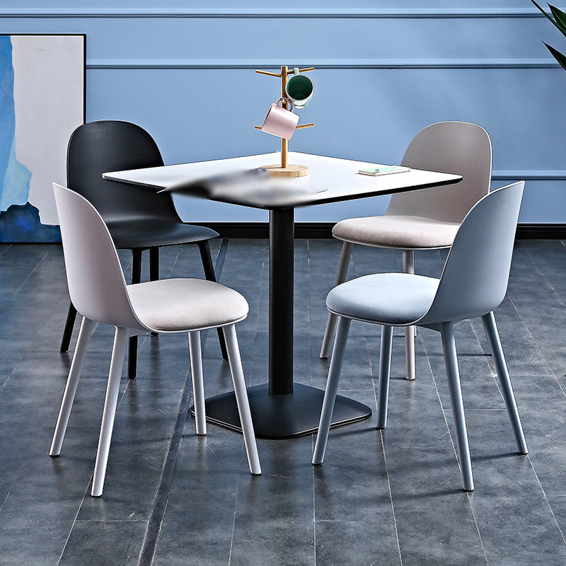 Glam Style Metal Side Chair Matte Finish Solid Back Dining Room Dining Chair